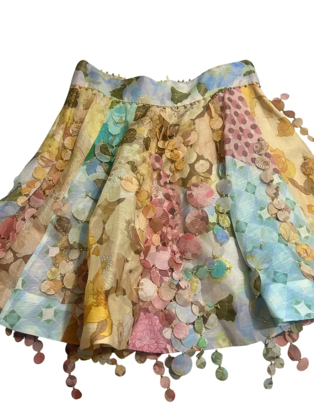 Zimmermann Tempo Disco Patch Tassel Mini Flare Skirt - Picture 8 of 11